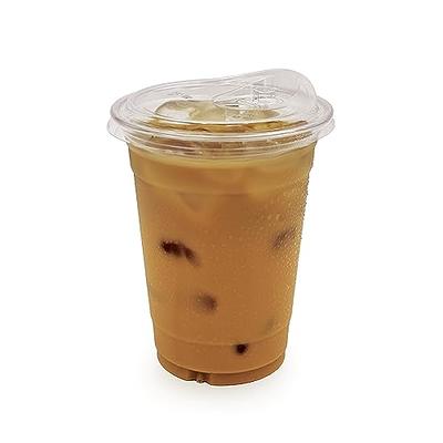 30 Pack Clear Cups with Strawless Sip-Lids, Iced Coffee Cups with Lids,Disposable  Plastic To