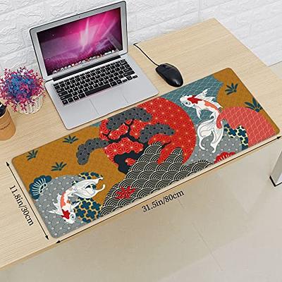 Black and White Japanese Waves Sea Dragon Gaming Mouse Pad XL, Extended  Large Mouse Mat Desk Pad, Stitched Edges Mousepad, Long Non-Slip Rubber  Base Mice Pad, 31.5 X 11.8 Inch - Buy