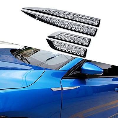 GreceYou 1Pair Car Side Fender Sticker Chrome + Carbon Fiber 3D