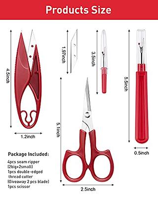 Seam Ripper and Thread Remover Kit,2 Big and 2 Small Sewing Stitch Thread  Unpicker and 1 Sewing Trimming Scissor Nipper Tool for Thread Remove. 