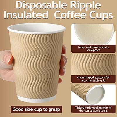 Lamosi 16 oz Coffee Cups with Lids,Sleeves -100 Pack Disposable