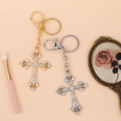 SWJEWEL Rhinestone Cross Keychain for Women Gold Handbag Bling