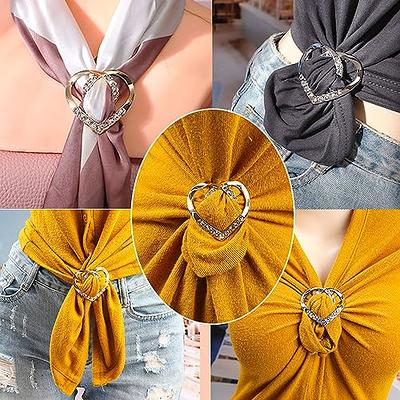 Fashion Crystal Metal Scarves Buckle Ring Women Pearl Flower