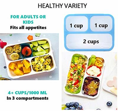 Adult Lunch Box, 1000 ML 3-Compartment Bento Lunch Box For Kids