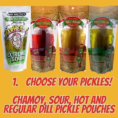 Fountain City Fulfillment Chamoy Pickle Kit - Deluxe Chamoy Pickle Set with  Ricos & Warhead Pickle, Lucas Swinkles Salsaghetti Mexican Candy Strings