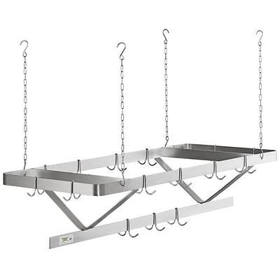 Regency Stainless Steel Ceiling-Mounted Pot Rack with 12 Double Prong Hooks  - 48