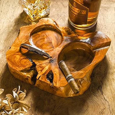 Personalized Whiskey & Cigar Tray Glass Holder Ashtray Whiskey, 2 in 1  Wooden Cigar Ashtray With Whiskey Glass Holder, Great Gifts for Men