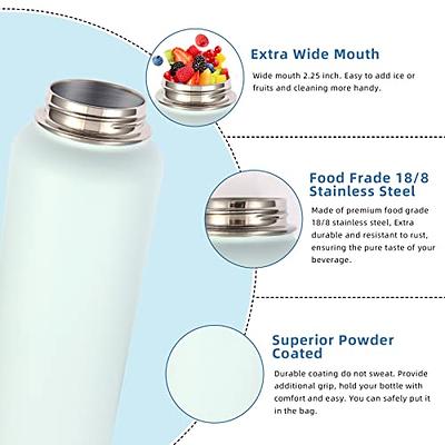 12 oz Kids Stainless Steel Water Bottle, Double Wall Vacuum Insulated  Tumbler Thermoses with Wide Mouth Leakproof Spout Lid
