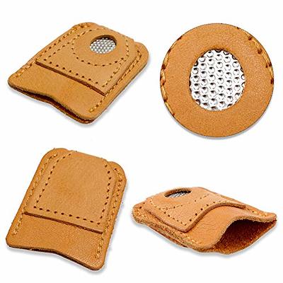 WILLBOND 4 Pieces Leather Thimble Hand Sewing Thimble Finger Protector  Thimble Finger Pads for Knitting Sewing Quilting Pin Needles Craft  Accessories