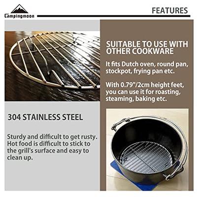 φ8.27inch/φ21cm Round Stainless Steel Roasting Baking Steaming Cooling Rack  Cooking Grid Grill Fits for 10-inch Dutch Oven W21 - campingmoon