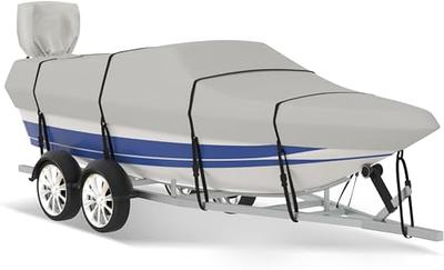  VINPATIO Boat Cover 600D Solution-Dyed Polyester Trailerable Bass  Boat Cover with Boat Motor Cover Fits V-Hull, 12-14 ft Heavy Duty  Waterproof Boat Covers Fits V-Hull Fishing Runabout Boat Bass Boat 