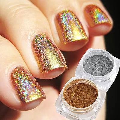 Holographic Gold Silver Nail Foil Glitter Flakes 3D Sparkly Aluminum Foil  Flake Mirror Powder Nail Art Supplies Irregular Foil Glitter Chip Nail