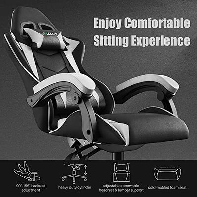 Bigzzia Gaming Chair with Footrest, Computer Chair with Lumbar