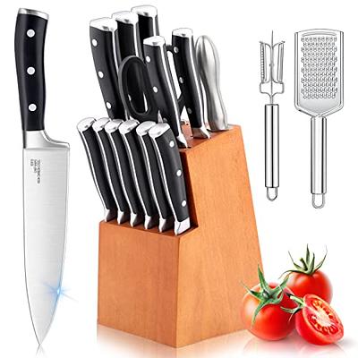 Knife Set 16-Piece Kitchen Knife Set With Wooden Block, Germany High Carbon  Stainless Steel Professional Chef Knife Block Set, Ultra Sharp, Forged