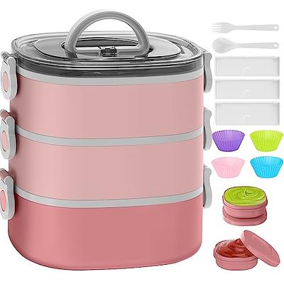 KHOXU Bento Lunch Box, Stackable 3 Layers Bento Box Adult Lunch Box, 94OZ  Large Capacity Lunch Containers, Lunch Box Kids with Accessories Kit ,  Leak-Proof, Food-Safe Materials, Pink - Yahoo Shopping