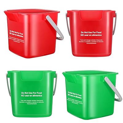 Roshtia 6 Pcs 3 Quart Cleaning Bucket Small Sanitizing Square Bucket  Detergent Pail for Home Commercial Restaurant Kitchen Office School (Green,  Red)