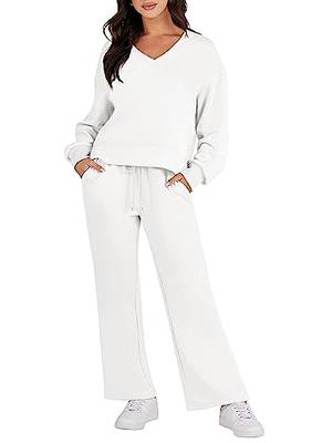 Caracilia Lounge Sets for Women 2 Piece Outfits Casual Loose Long Sleeve  Crop Top and Wide Leg Pants Sweat Suits Jogger Trendy Clothes Winter  C80A4-baise-XL - Yahoo Shopping
