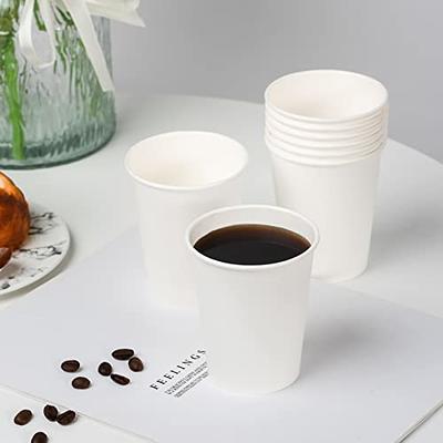 RACETOP Disposable Paper Coffee Cups 12 oz [100 Pack],12 oz White Hot  Coffee Paper Cups, Thickened Paper Style