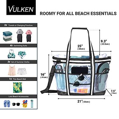 Vulken 42L Extra Large Mesh Beach Bag. 9 Pockets Top Zip Tote Bag Shoulder  Bag. (Black&White) - Yahoo Shopping