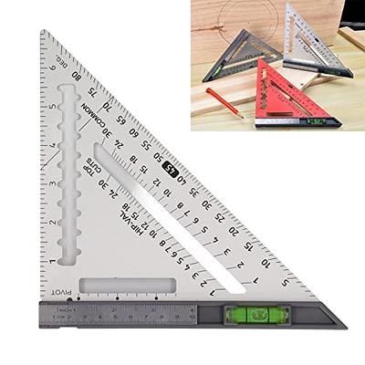 KAMMQI Carpenter Squares Rafter Square with Level 7 inch Metal Triangle Square Carpenter Tools Layout Tools Stainless Steel Woodworking Square