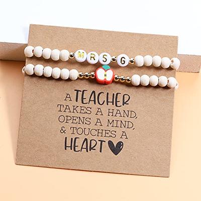 Jewelry & Card Teacher Appreciation Gifts for Women Men Natural Stone Apple  Bracelet Thank You Teacher Gifts Bulk