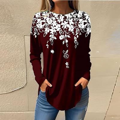 Ceboyel Women's Long Sleeve Tops 2023 Dressy Causal Shirts Tees Trendy  Going Out Blouse Tunics Cute Fall Ladies Clothing 2023 Lace Top Plus Size  Wine XXXL - Yahoo Shopping