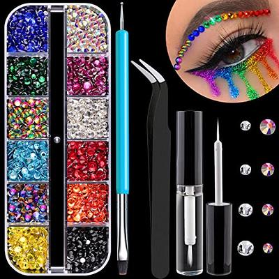 Round Flatback Face Gems Kit (Colorful) for Makeup with Quick Dry