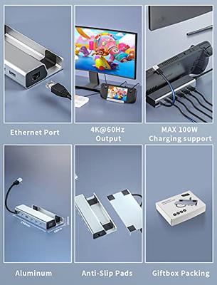 Aluminum Steam Deck Dock:-4K 60Hz 1000Mbps Gigabit Ethernet LAN Docking  Station for Steam Deck