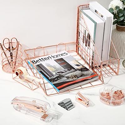 EOOUT Rose Gold Desk Organizers Office Organizers and Accessories Cute  Office Supplies Pencil Holder for Women Desk