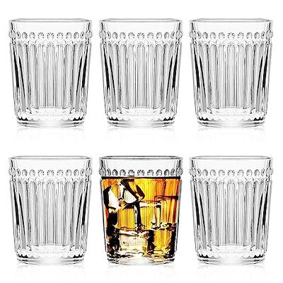 TIMEFOTO Drinking Glasses Set of 4 Colored Glass Cups Heavy Vintage  Glassware 10 Oz for Water Juice Milk