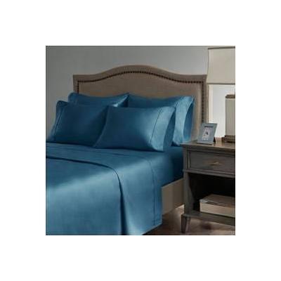 Madison Park Satin 6 Piece Sheet Set Teal Queen