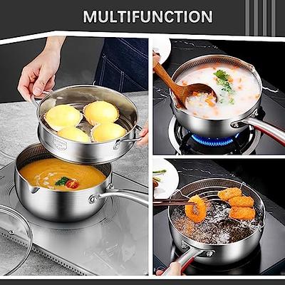 Saucepan with Lid, 18/10 Stainless Steel Nonstick Small Sauce Pan