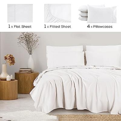 Nestl Bed Sheets Set, 1800 Series Soft Microfiber 16 Inches Deep Pocket 4  Piece Queen Sheet Set, White