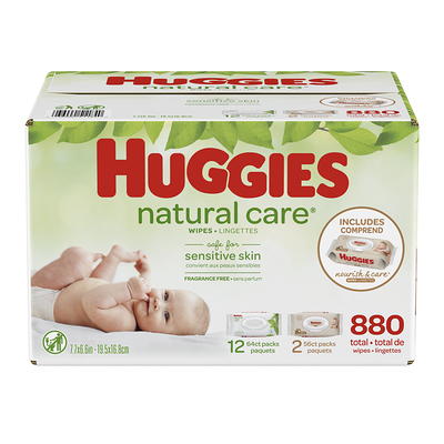 HUGGIES Baby Diapers and Wipes Bundle: Huggies Little Snugglers Newborn  Size, 128ct & Natural Care Sensitive Baby Diaper Wipes, Unscented, 12  Flip-Top