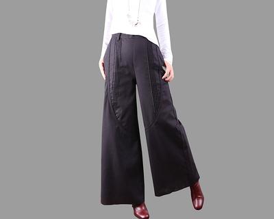 Woman Brown Leg Pleated Pants, Boho Pants With Pockets, %100 Cotton Elastic  Waist Soft Linen Summer Loose P - Yahoo Shopping