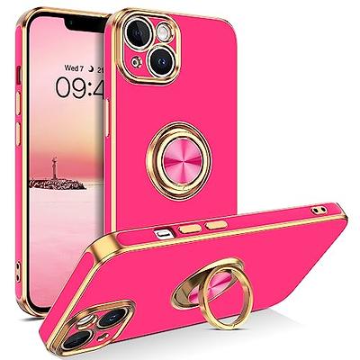  for iPhone 14 Designer Case,Luxury Elegant Phone Case with  Kickstand Ring Stand for Women Girls Soft TPU Metal Edges Shockproof  Protective Cover Black : Cell Phones & Accessories