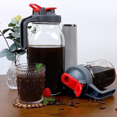 Cold Brew 64 oz Mason Jar Iced Coffee Maker Stainless Steel Filter