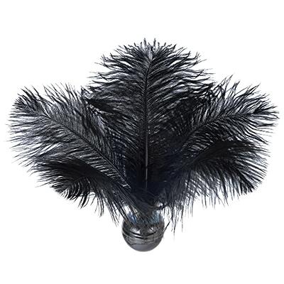 Piokio 20 pcs Natural Black Ostrich Feathers 6-8 inch(15-20 cm