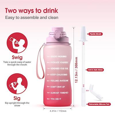 Water Bottle No Straw- 64 OZ BPA Free 64OZ Purple/Pink Gradient Motivational
