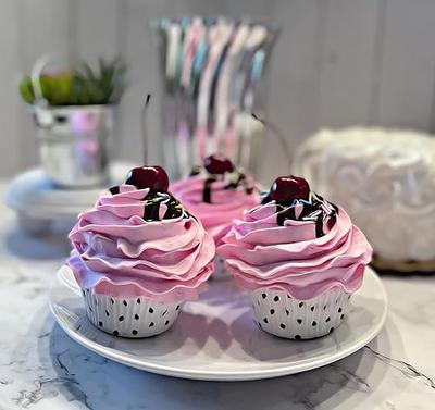 Fake Cake Cupcakes-Pink Sundae Cupcakes- Set of 3- Handmade by