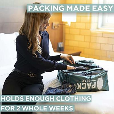 Pack Gear Hanging Suitcase Organizer, Travel Essential Foldable Packing  Cubes, Pack Large or Carry On Luggage, Shelf Organizer for Closet (Solid