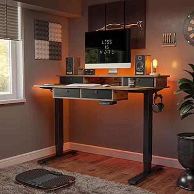 VIVO Electric 55x 24 Sit Stand Desk, Rustic Vintage Brown Top