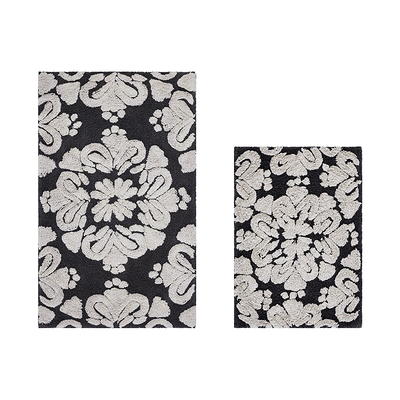 Better Trends 2-Piece Medallion Bath Rug Set - Gray/Natural