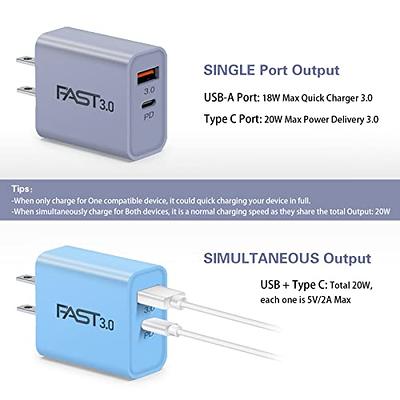 40W 3-Port USB Wall Charger for Samsung Galaxy S23 FE [Dual USB-C Power  Delivery PD 3.0 / USB-A Quick Charge QC 3.0] Fast Charging Power Adapter  with