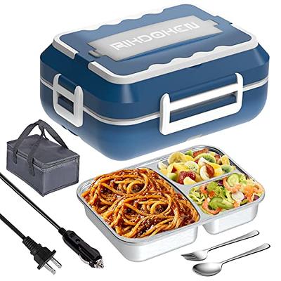 Timilon Electric Lunch Box Food Heater 60W Food Warmer Portable Self  Heating Lunch Box for Car/Truck/Home with 1.8L Removable Stainless Steel  Container Fork & Spoon (White+Dark Blue) - Yahoo Shopping