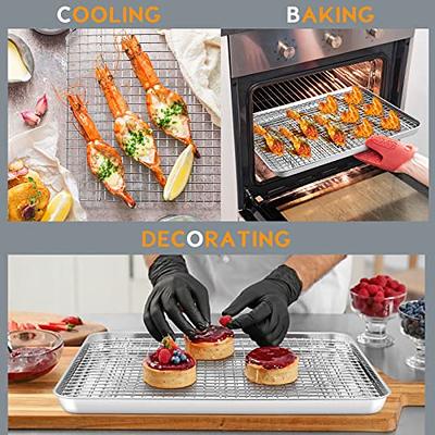 9 Inch Baking Tray Pan & Cooling Rack Set, Joyfair Stainless Steel  Rectangular Toaster Oven Pan with Grid Rack for Cookies/Meats/Bacon,  Non-toxic 