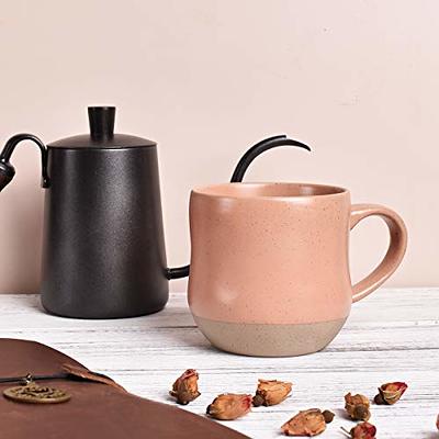 Mr. Coffee Coupleton Teardrop 15 oz. Peach Pink Stoneware and Stainless Steel Travel Mug Set of 4 with Lid