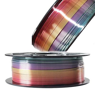 AMOLEN 3D Printer Filament, Silk PLA Filament 1.75mm, Shiny Cosmic Rainbow  PLA, Gradient Colors Change Fast Printing PLA for Most FDM 3D Printer, 3D