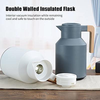 1L Thermal Coffee Carafe Double Walled Vacuum Coffee Pot Thermal Carafe  Thermos Pot With Wood Handle Water Kettle Insulated Flask Tea Carafe  Keeping Hot Cold : : Kitchen