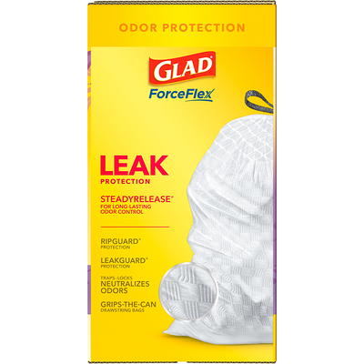 Glad Tall Kitchen Drawstring Grey Trash Bags - ForceFlex Plus with Clorox, Lemon Fresh Bleach Scent (13 gal, 120 Ct.)